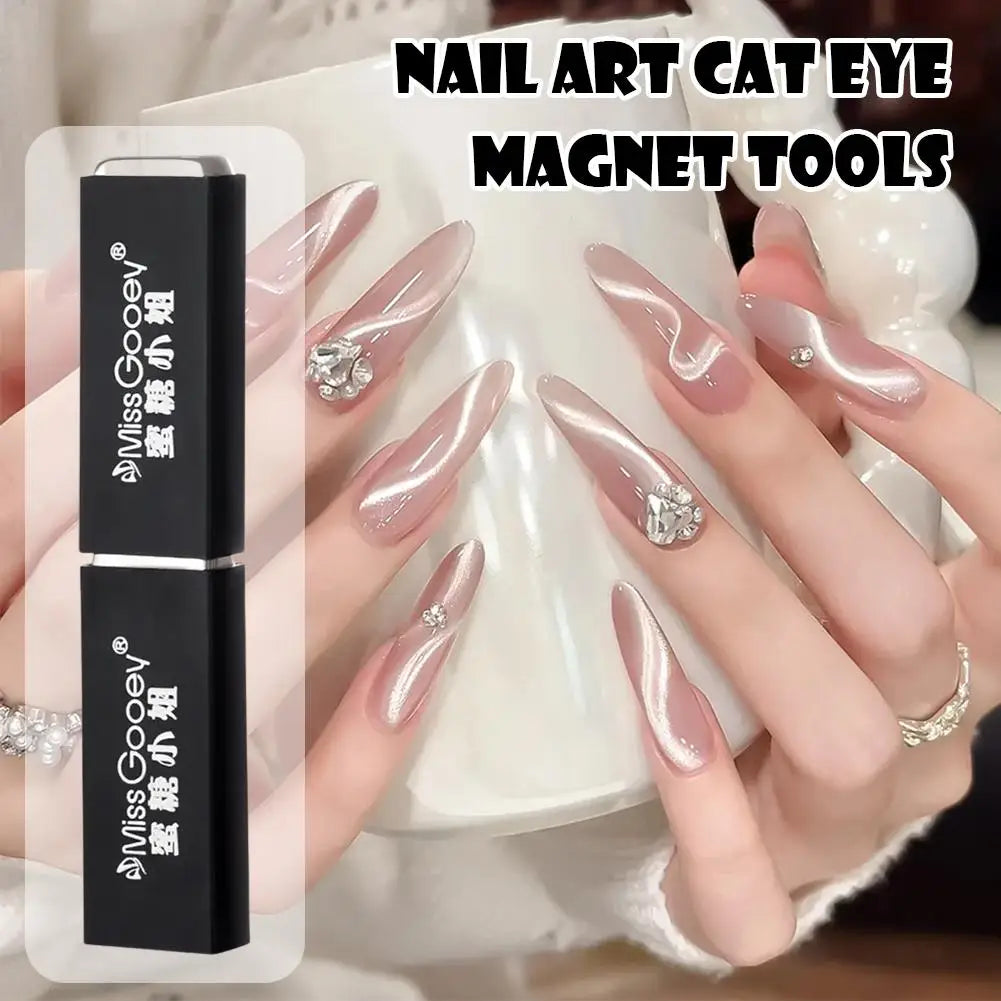 Double Head Nail Magnet Bar With Protective Cover Strong Cat Eye Magnet Tool French Nail Art Magnet Manicure Tool For Gel Polish Oasis Select