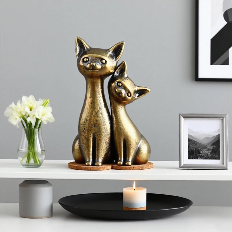 Double Cat Sculpture Ornament Crafts Anime Cat Ornament Home Desktop Living Room Office Small Ornament Crafts Oasis Select