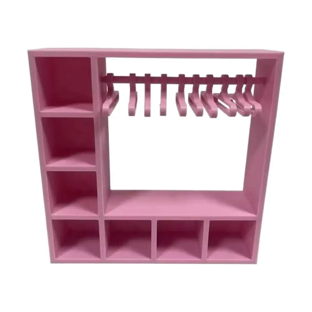 Large Capacity Doll Clothes Closet with 10 Hangers Portable Doll Wardrobe Durable Cute Clothes Storage for Figures Display Box Oasis Select pink
