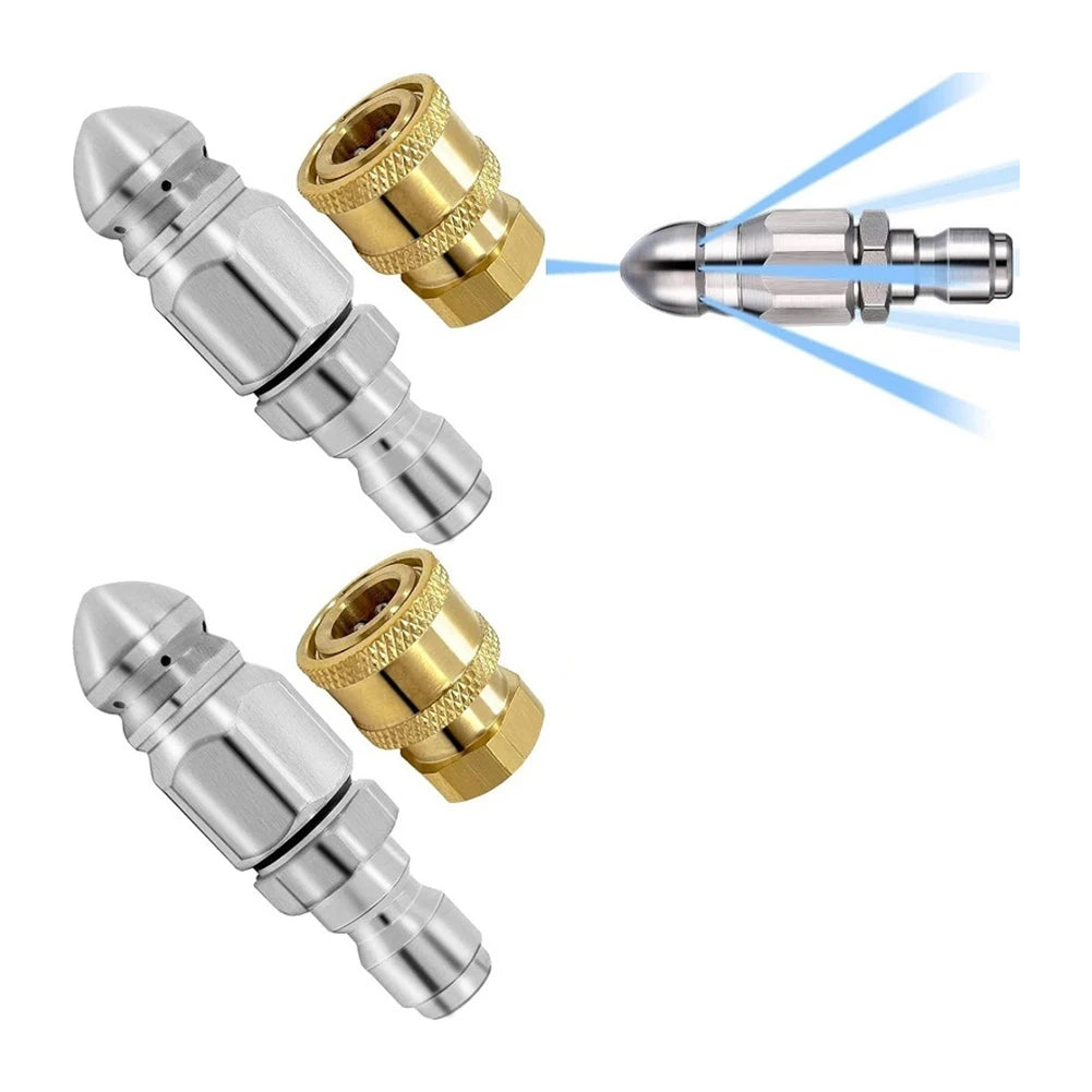 Sewer Jetting Nozzle 5000PSI With 1/4" Quick Connect Drain Cleaning Nozzle Kit Drain Hose Nozzle Tool Oasis Select