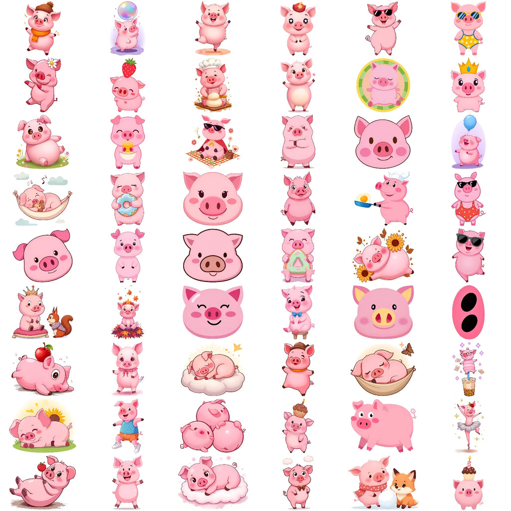 54pcs Cute Pig Temporary Tattoo Stickers – Waterproof 3D