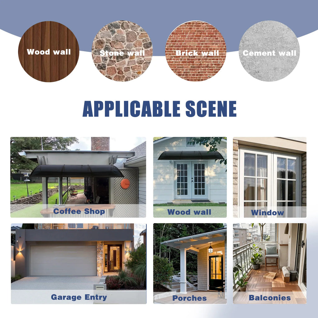 118.1'x39.4' Aluminum Patio Awning Polycarbonate Window Door Awning Front Door Overhang Awning for Exterior Doors Deck Porch Use Oasis Select