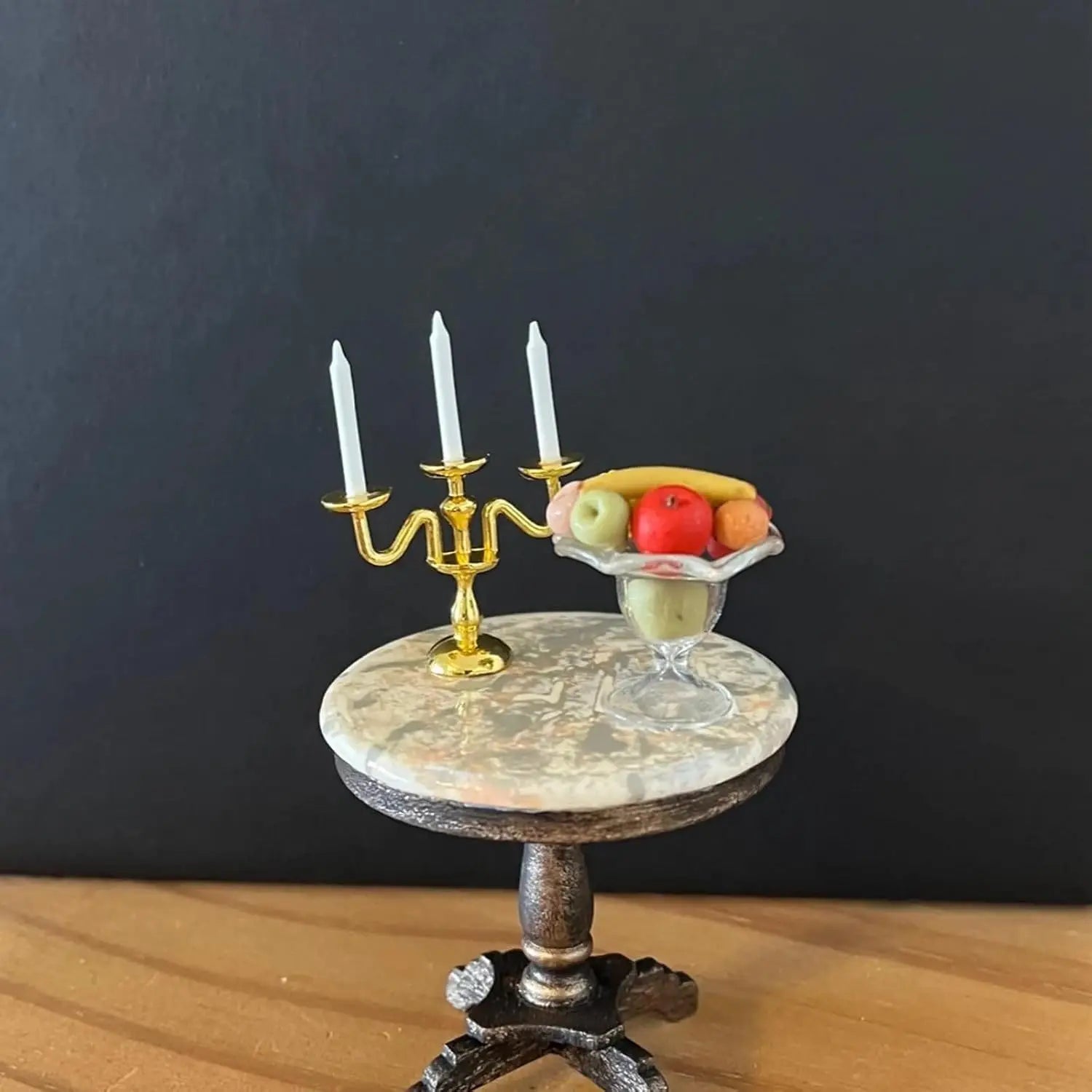 1/2 PCS Vintage 3-Arm Candelabra with Candles – 1:12 Miniature in Gold/Silver for Dollhouse, Fairy Garden & Micro Landscapes Oasis Select