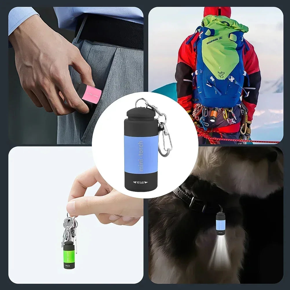 Mini Pocket LED Flashlight Portable Waterproof Small Keychain Torch Outdoor USB Rechargeable LED Multifunctional Light Oasis Select