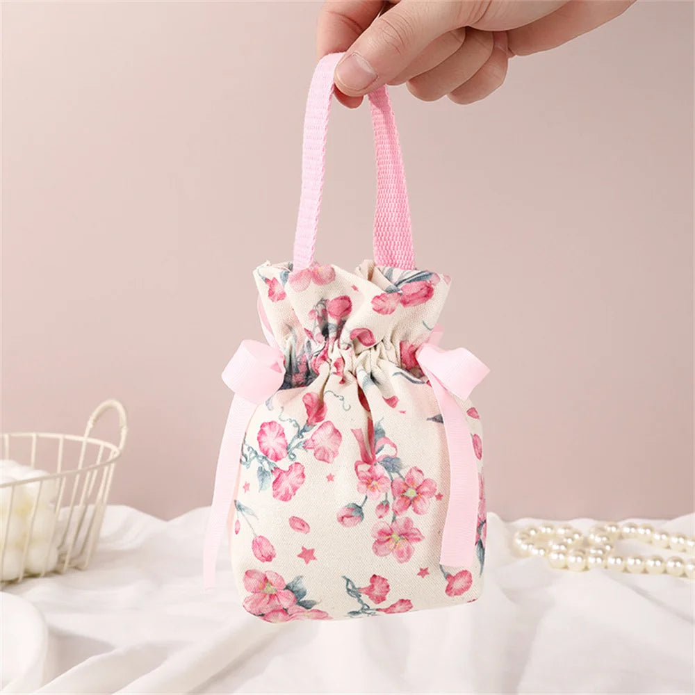 New Wedding Candy Bag Portable Canvas Gift Bag Party Wedding Goodie Packing Box Simple Red Green Handheld Gift Storage Bags Oasis Select