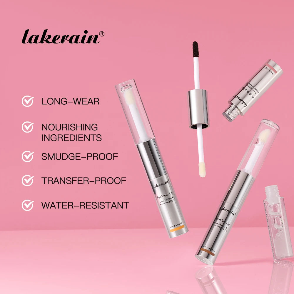 2 IN 1 Doublw-Ended Peel Off Lip Liner & Lip Oil Waterproof Matte Nourishing Smudge Proof Lipstick Long Lasting Cosmetics Makeup Oasis Select
