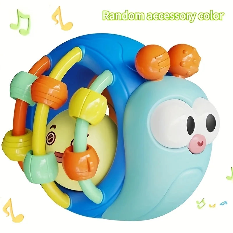 Hand-Held Baby Rattle Puzzle Early Education Snail Rattle Plastic Ball Color Festival Can Send Birthday Christmas Gifts Oasis Select blue