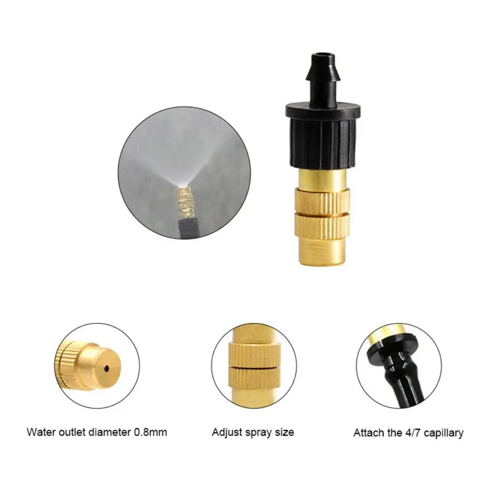Garden Supplies Cooling Misting Nozzle Adjustable Copper Spray Sprinkler Dedusting Micro Sprayers Watering Oasis Select