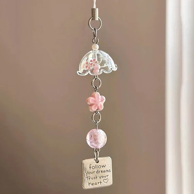 Transparent Keychain Cute Wind Chime Pendant Keyring Mobile Phone Lanyard Kawaii Bag Decorative Accessories Home Decorations Oasis Select