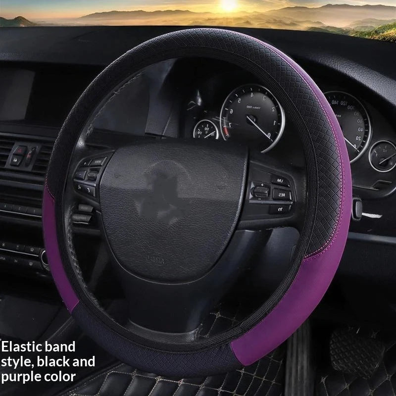 Universal Car Steering Wheel Cover For 37-38cm Steer Wheel Faux Leather Breathable Car Wheel Cover Interior Auto Accessories Oasis Select Purple