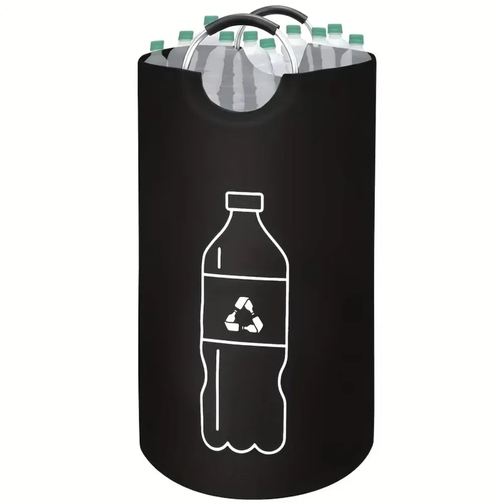 82L Empty Bottle Storage Basket Folding With Aluminum Handle Dirty Clothes Basket Large Capacity Recycling Bin Oasis Select
