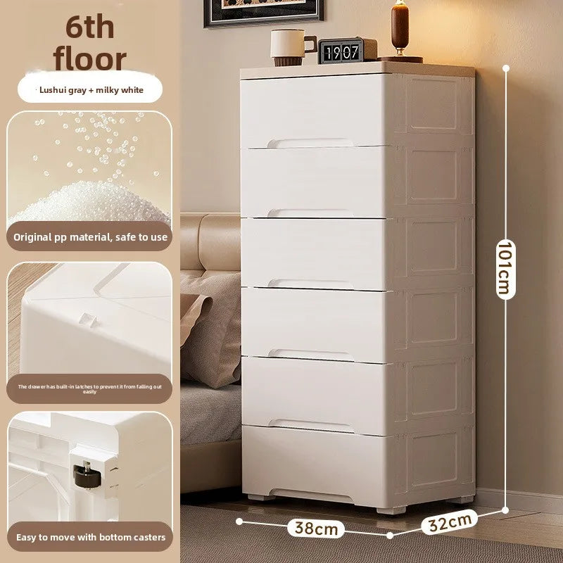 Baby clothes storage cabinet Household double door children's wardrobe Plastic baby toys clothing drawer storage cabinet Oasis Select White 6 layer