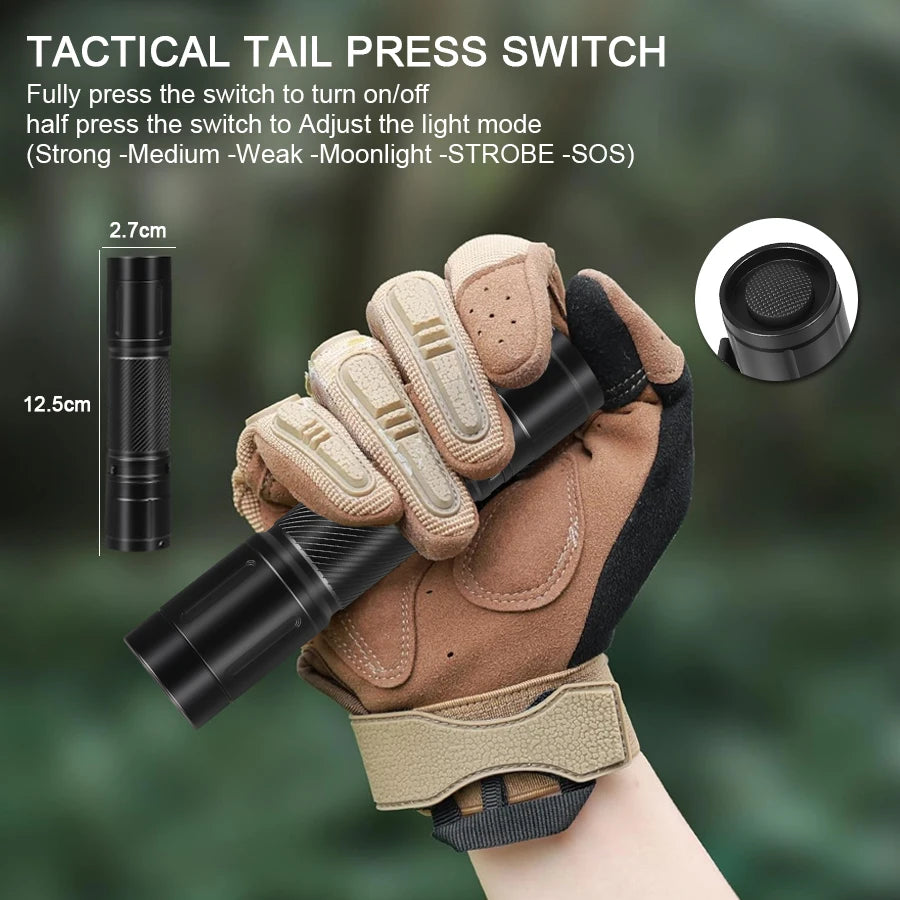 High Power LED Flashlights with Pen Clip Portable Tactical Torch Aluminum Alloys Waterproof Lantern for Outdoor Home Use 21700 Oasis Select