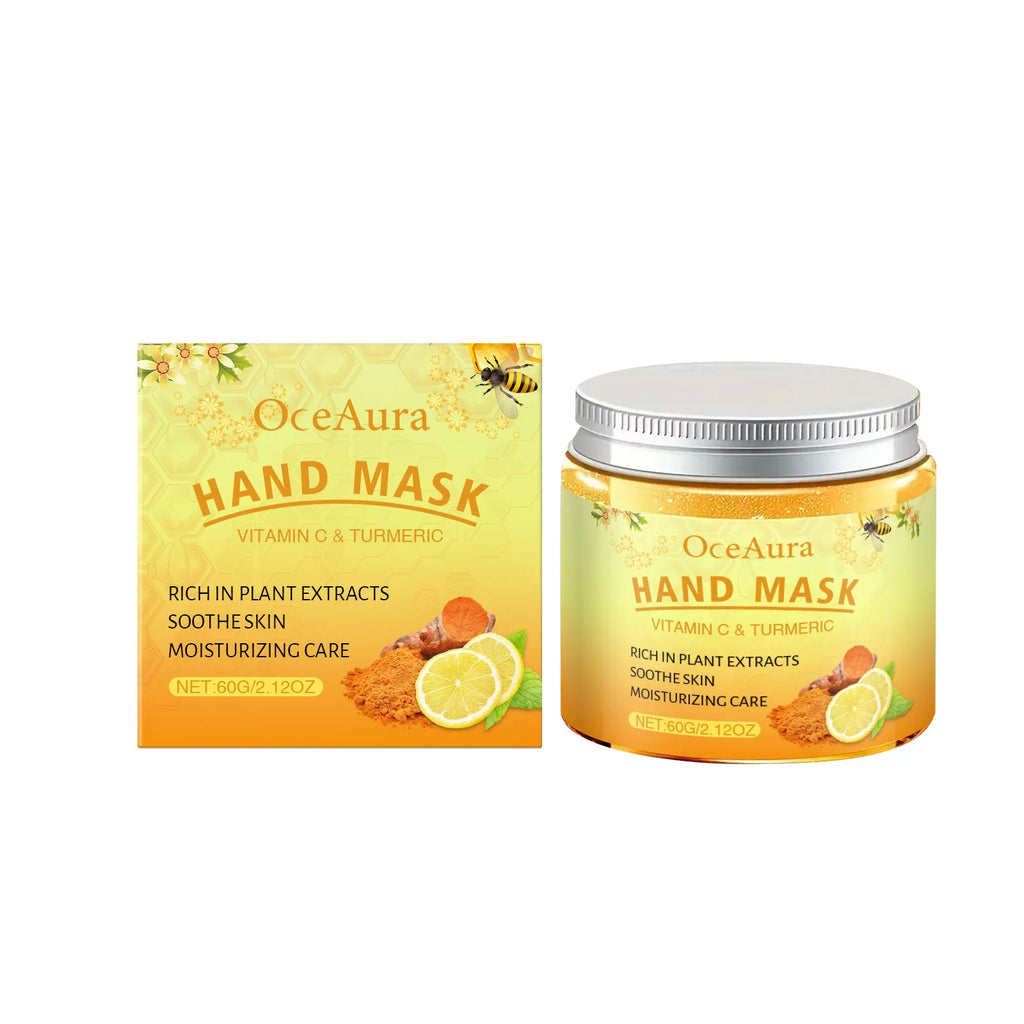 Vitamin C Turmeric Peel Off Hand Mask Moisturizing Nourishing Smoothing Skin Hydrating Improve Roughness Hand Skin Care Oasis Select 60g Boxed