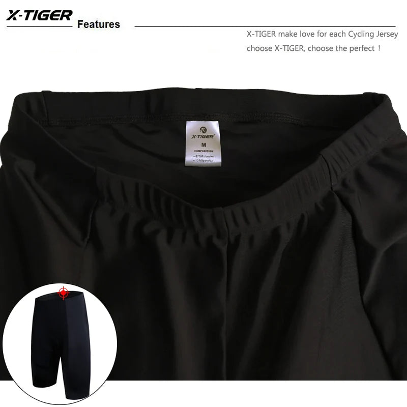X-TIGER Black Men's Cycling Shorts with Gel Padding Shockproof Mountain Bike Shorts Summer Sun Protection Cycling Pants Oasis Select