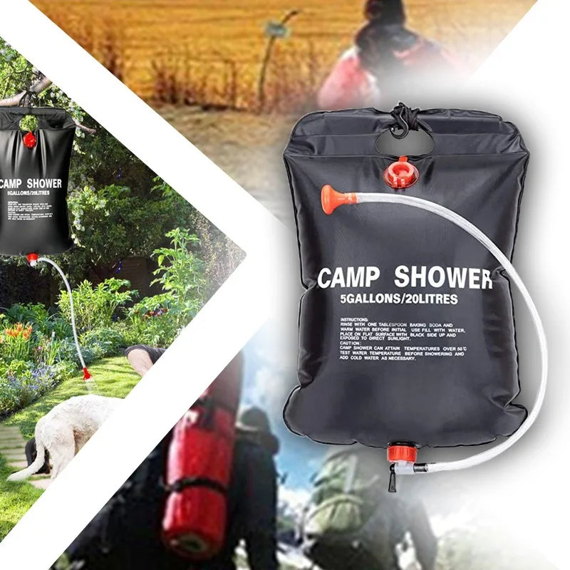 20L Solar Powered Heating Outdoor Shower Bag Large Capacity for Camping Beach Trip Portable Bath Solution Camping Traveling Oasis Select
