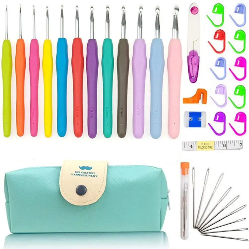Ergonomic Crochet Hooks Set 2–8mm | Soft Grip & Storage Case