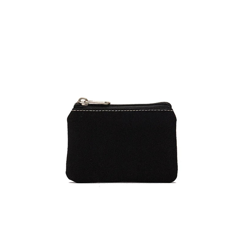 DIY Plain Canvas Cotton Bag Pure Zipper Coin Key Bag Money Pocket Women Men Hand-held Coin Purse Small Wallet Kid Oasis Select Black
