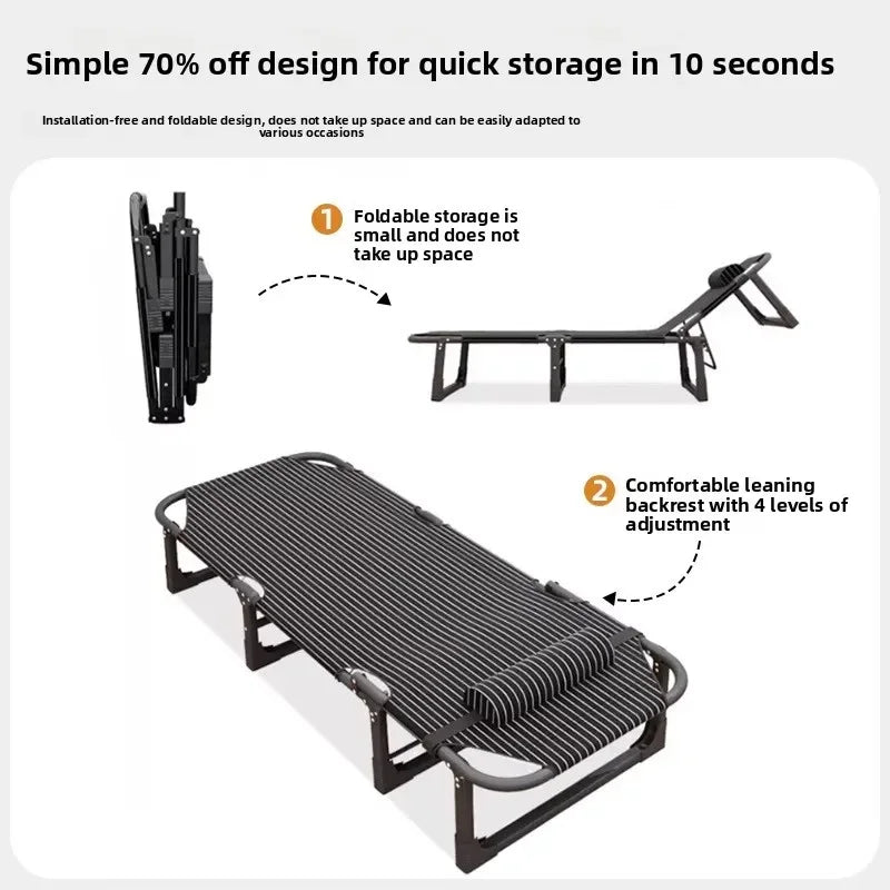 Folding bed single household simple lunch break office adult march outdoor small bed escort recliner sturdy and durable Oasis Select