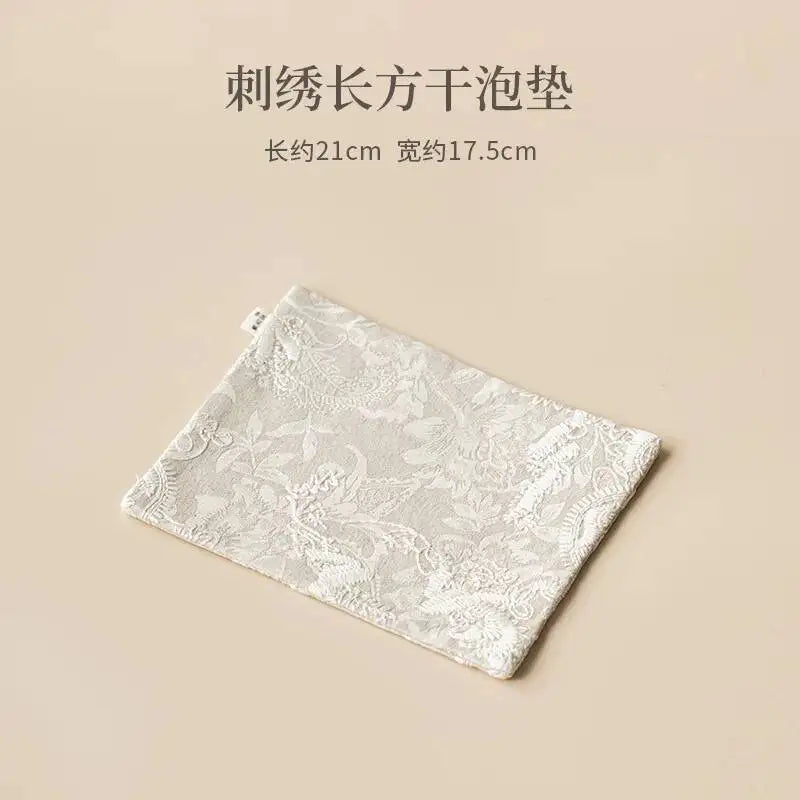 Plum Blossom Embroidery Brocade Tea Mat Household Tea Towel Tea Flag Teapot Mat Teapot Holder Heat Insulation Dry Bubble Mat Tea Oasis Select Dry Bubble Mat