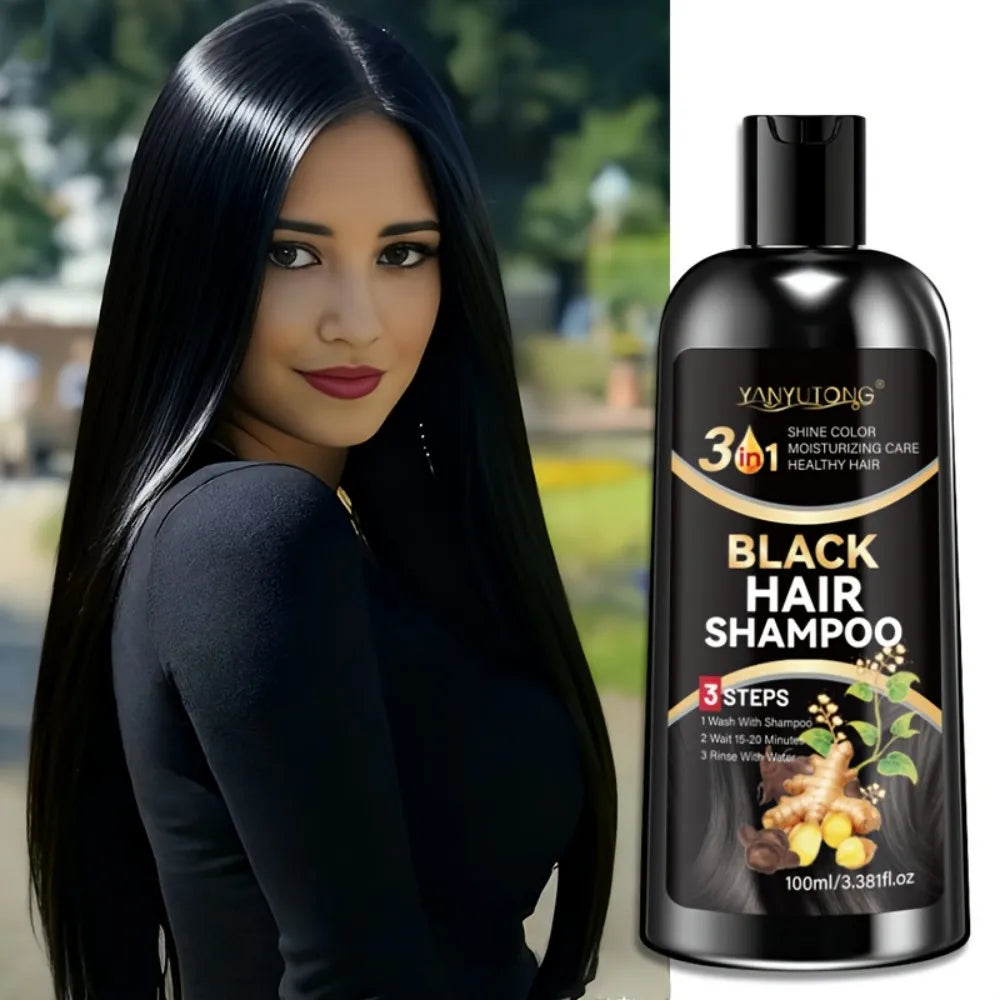 3.38fl oz3-in-1Black Hair Color, White Covering Shampoo, Plant-Based Black Hair Color, Rapid Hair Color Cream, Styling, DIY Care Oasis Select