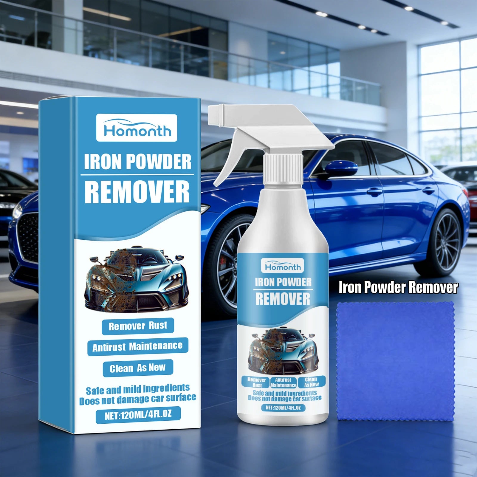 Iron Powder Remover for Car Exhaust Pipe Rust Removal Spray Cleaning Metal Iron Powder Multi-use Car Rust Remover Spray Oasis Select