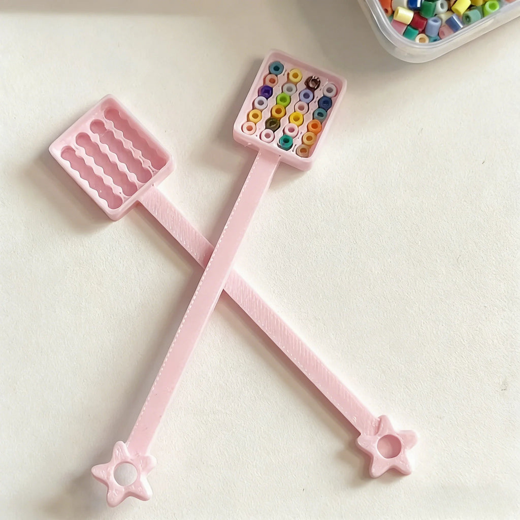2pcs Cute Star-Handle Bead Picking Trays Portable Perler Beads Arrangement Tool Bead Sorting Gadget Multi-Hole Fuse Beads Picker Oasis Select