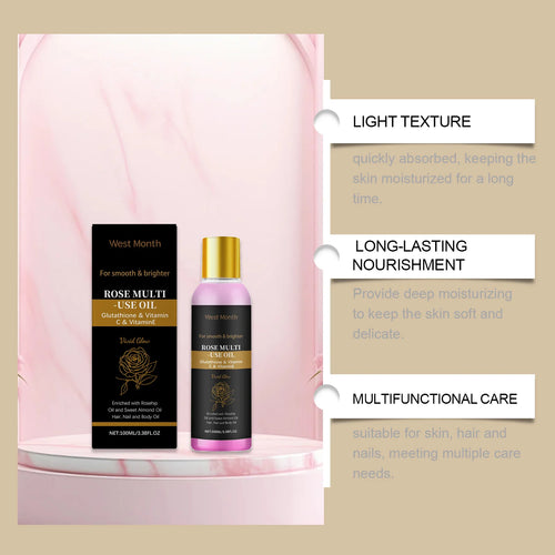 100ml Rose Multi-Use Essential Oil – Face, Hair & Nail Care Facial & Body Oil Oasis Select