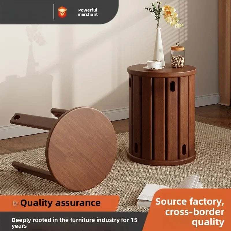 Household stools can be stacked solid wood round stools stacked low stools with pulleys wooden stools sturdy and durable Oasis Select