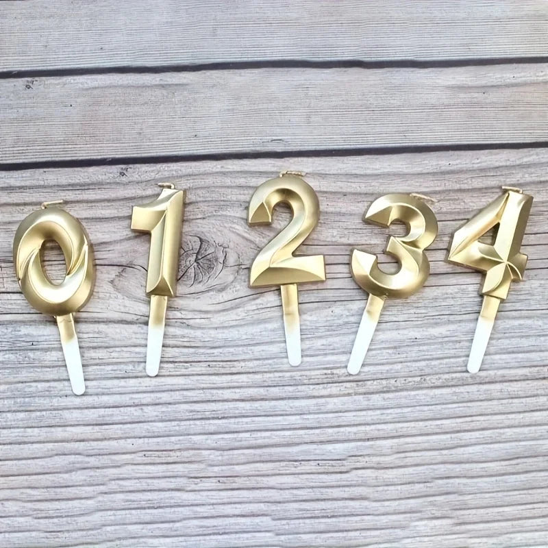 3D Gold Diamond Number Candles Large Birthday Cake Topper Wedding Anniversary Party Decorations for Home Celebration Supplies Oasis Select
