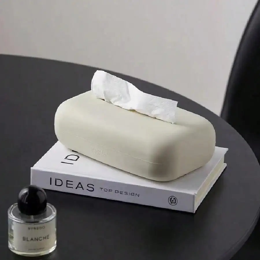 Light Luxury Tissue Box Soft Waterproof Tissue Box Cover Silicone Reusable Wet Wipe Box Holder Bathroom Kitchen Paper Holder Oasis Select Cream Color