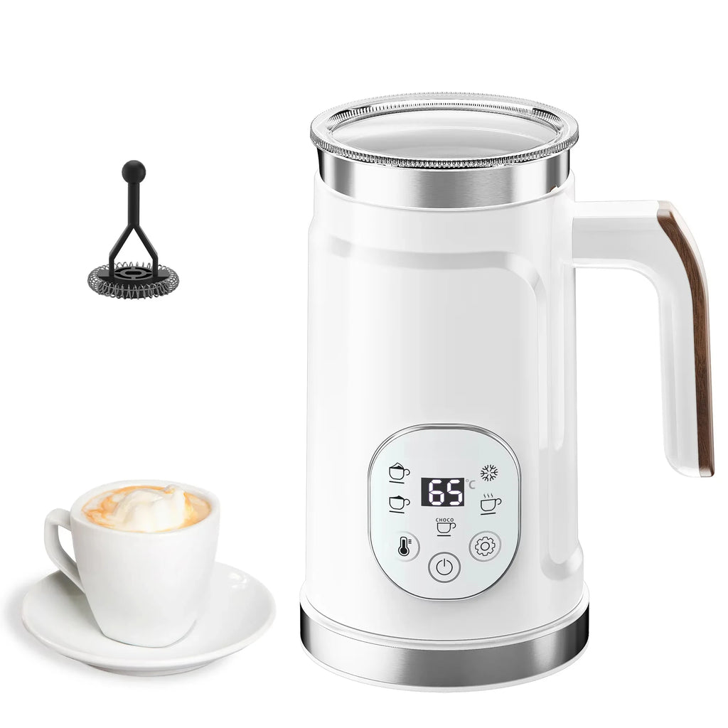 5-in-1 Milk Frother LED Touchscreen – Hot & Cold Foam Maker