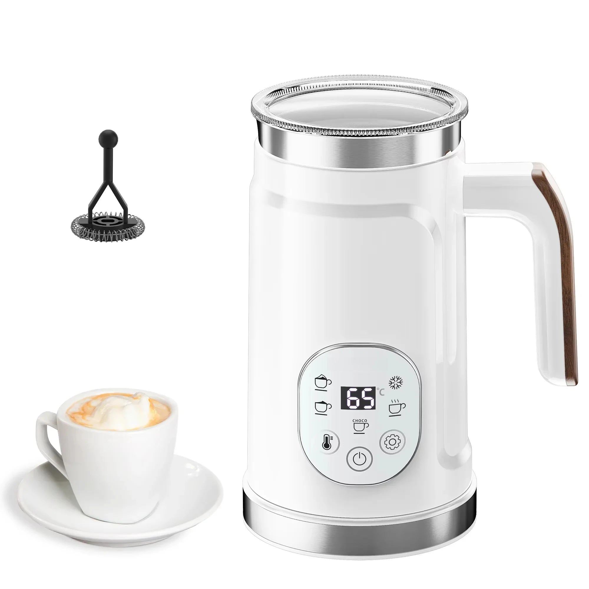 5-in-1 Milk Frother LED Touchscreen – Hot & Cold Foam Maker