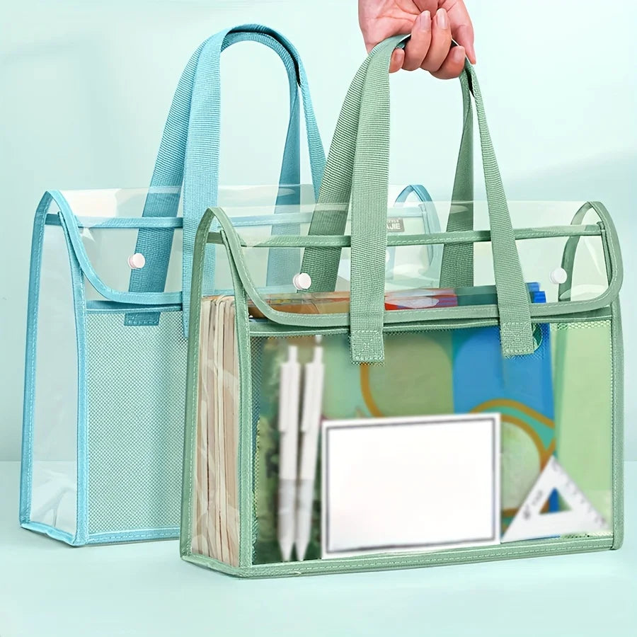 Large Capacity Waterproof Handheld Study Bag Elementary School Subject Test Paper Storage Bag Transparent Exam Bag PVC Material Oasis Select