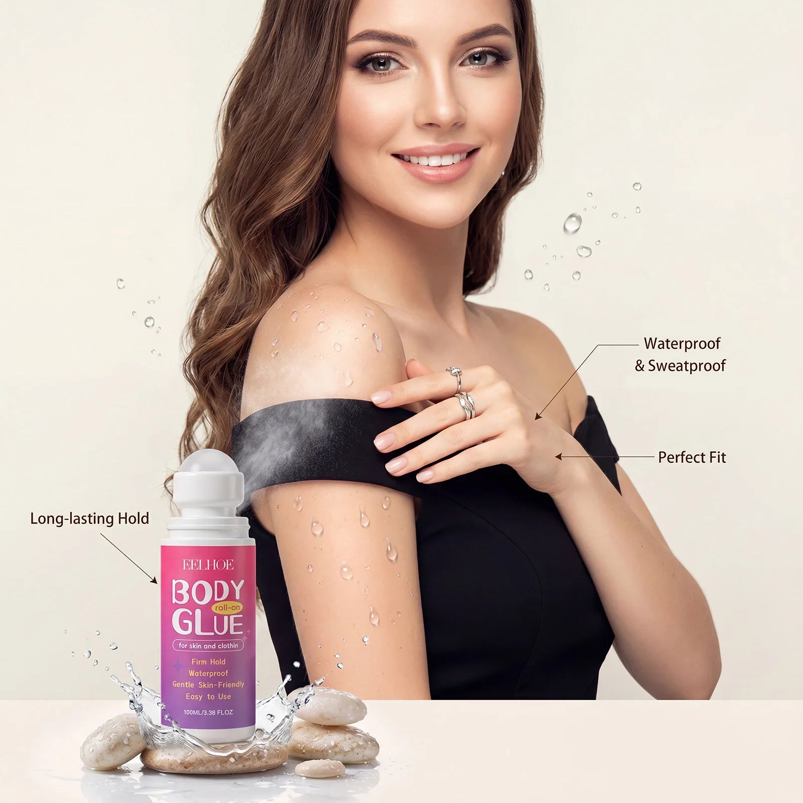 Roller Ball Body Glue – Moisturizing & Non-Sticky | 100ml Body Adhesive Cream Oasis Select