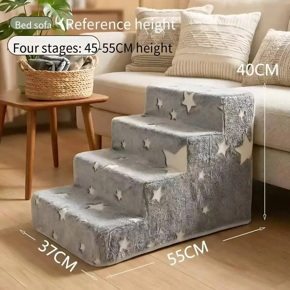 Noctilucent Star Shape 3/4 Pets Steps Foam Dogs Secure Stairs Ramps Pet Steps for Protect Older Dogs Non-Slip Pet Sofa Bed Ladde Oasis Select
