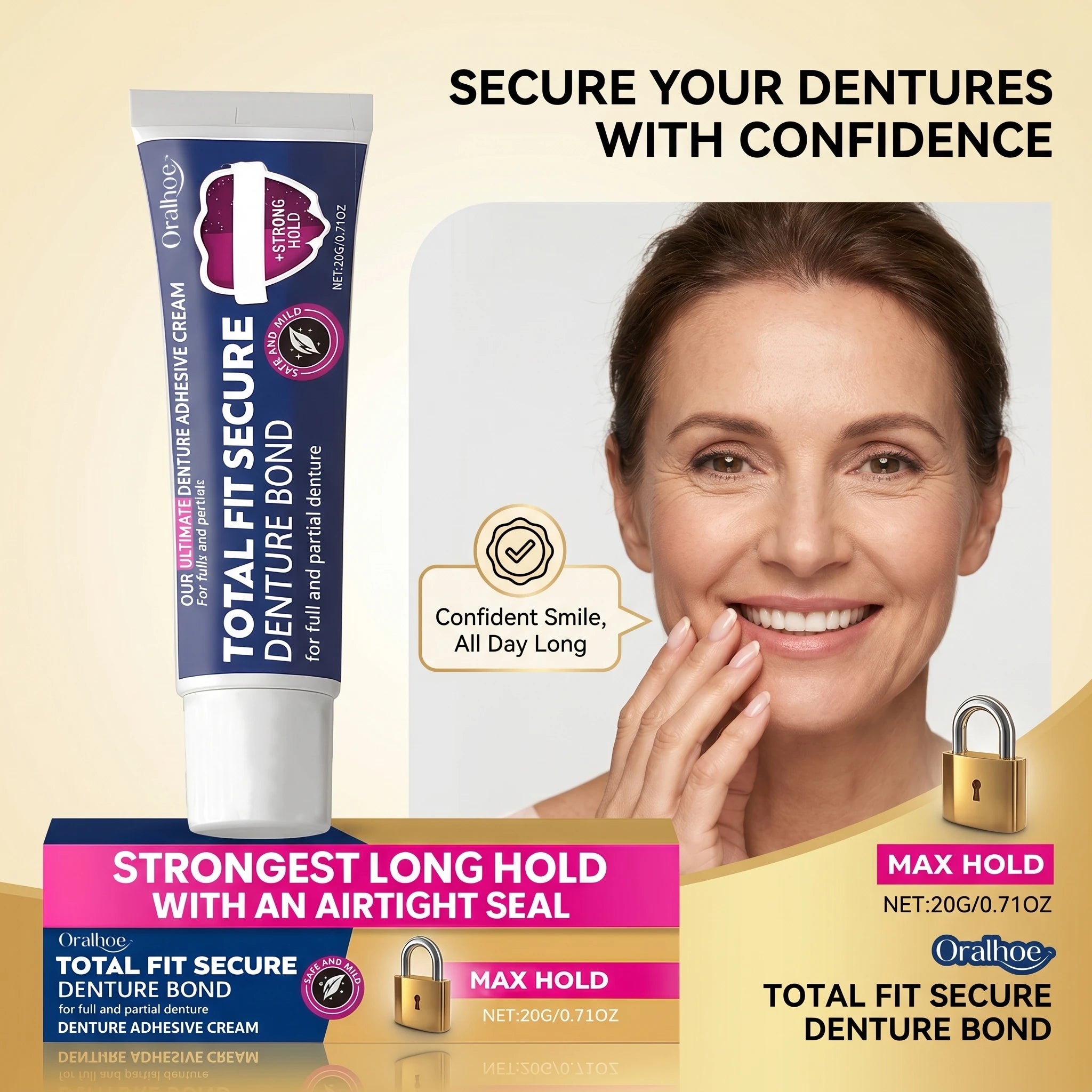 Oralhoe Denture Adhesive Cream – Full & Partial Dentures 20g