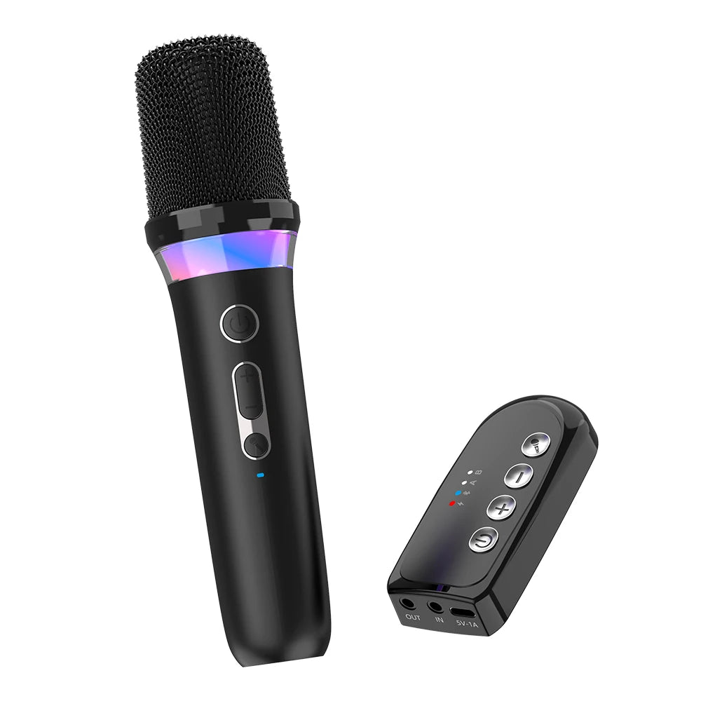 Karaoke Companion Wireless Microphone Dynamic Bluetooth 5.3 DSP Mixer System Machine RGB Colorful Light 3.5mm AUX Amplifier Host Oasis Select Black With 1 MIC