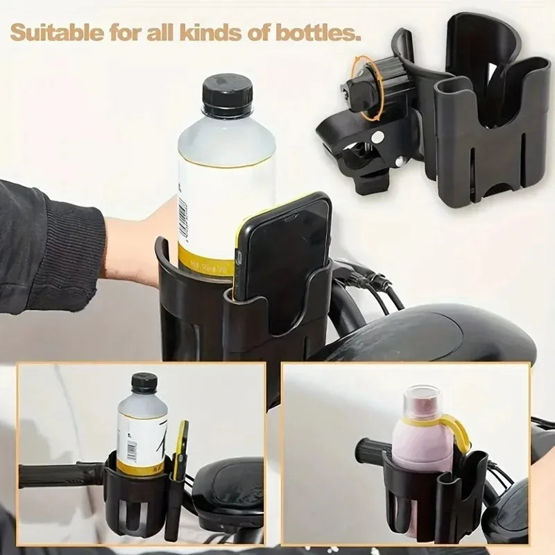 1pcs 2-in-1 Universal Stroller Water Cup Holder With Phone Holder, Universal Bottle Holder For Wheelchair stroller Accessories Oasis Select