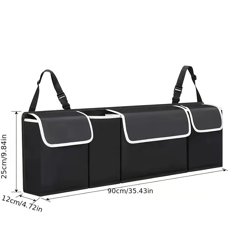 Car trunk storage bag SUV car seat back hanging bag Multi functional storage mesh bag Car interior storage items Oasis Select black