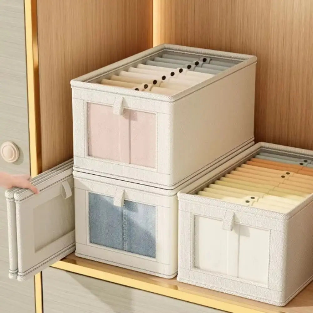 Foldable Clothes Storage Box with Zipper Lid & Clear Window