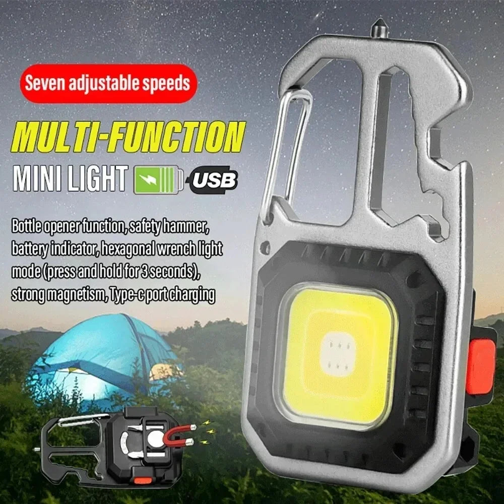 KDULIT LED Portable Keychain Flashlight Outdoor COB Work Light Emergency Lighting with Window Hammer Bottle Opener Lamp Camping Oasis Select