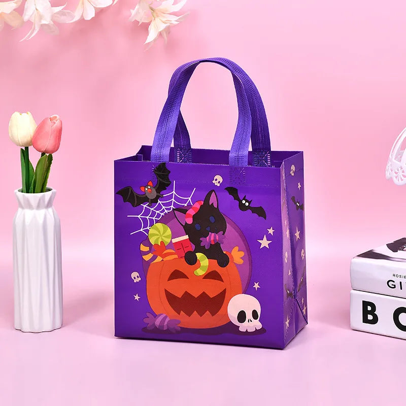 1-60PCS Halloween Candy Gift Bags Halloween Trick or Treat Bags Halloween Tote Bag with Handle Halloween Party Kids Gift Bags Oasis Select Purple 22x23x11cm 60PCS