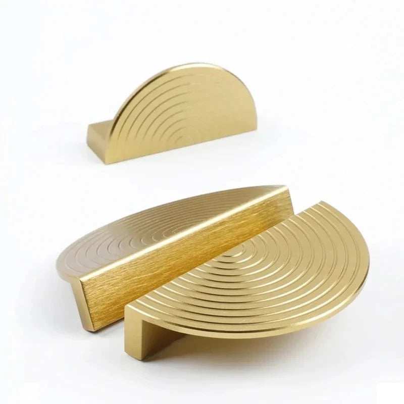 BaiNong Brass Cabinet Pulls Gold Drawer Pulls Closet Door Handle New Chinese Half Round French Pair Oasis Select