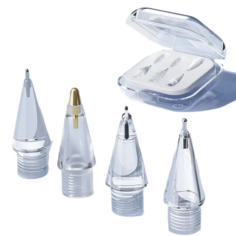 New upgrade transparent nib for apple pencil nib 1, 2, 3 pro Capacitor pen Needle tip for pencil metal modification replace sile Oasis Select white 4PCS A