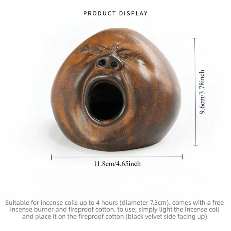 Retro Chinese Style Ceramic Incense Burner, Traditional Sandalwood Censer for Home Living Room Tea House Zen Decor Oasis Select A