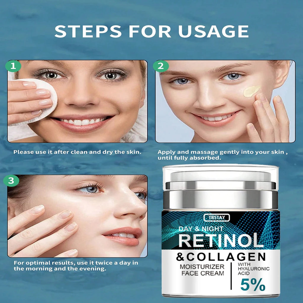 TRSTAY Retinol & Collagen Day Night Face Cream – Hyaluronic Acid