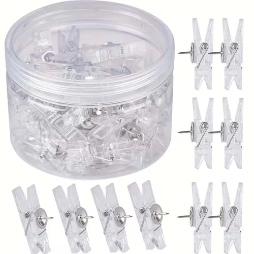 1Box 20pcs Portable Photo Clips Plastic Mini Spring Clear Clothes Pegs For Photo Paper Craft Clips Clothespin Party Oasis Select