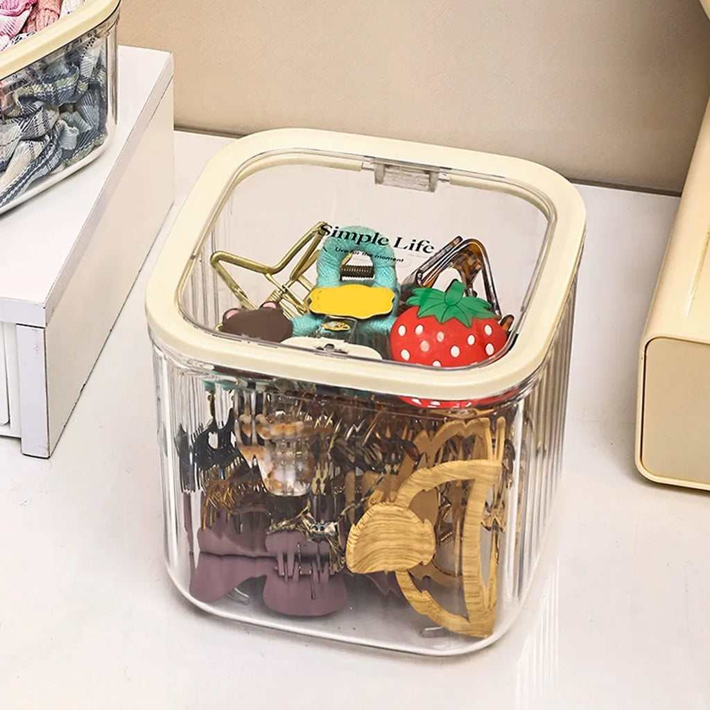 1pc Hair Accessory Storage Box, Desktop Press On Jewelry Box, with Lid, Girls' Rubber Band Headband Hair Clip Organizing Box Oasis Select