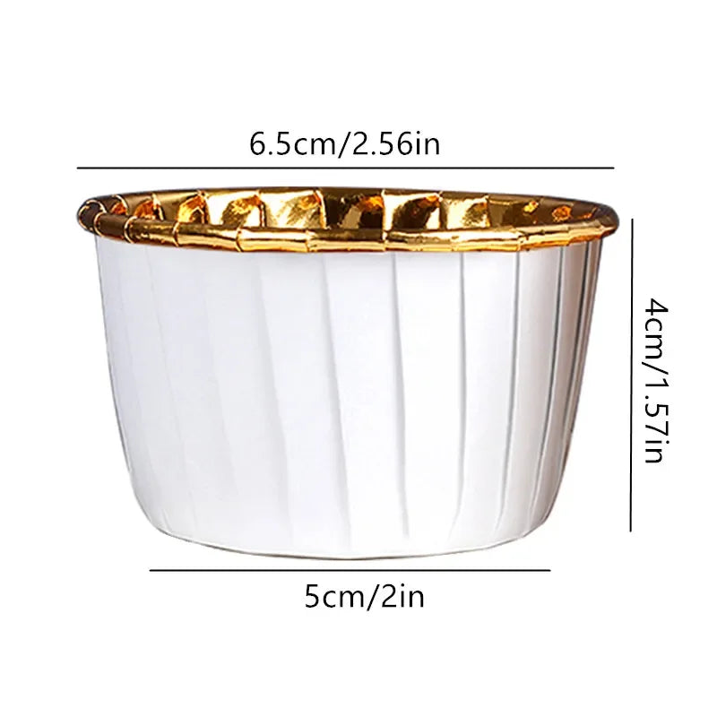 Gold Foil Rolled Paper Cups, Muffin Cupcake, Wedding Party Decorations, Heat Resistant, Kitchen Baking Accessories, 30Pcs Oasis Select